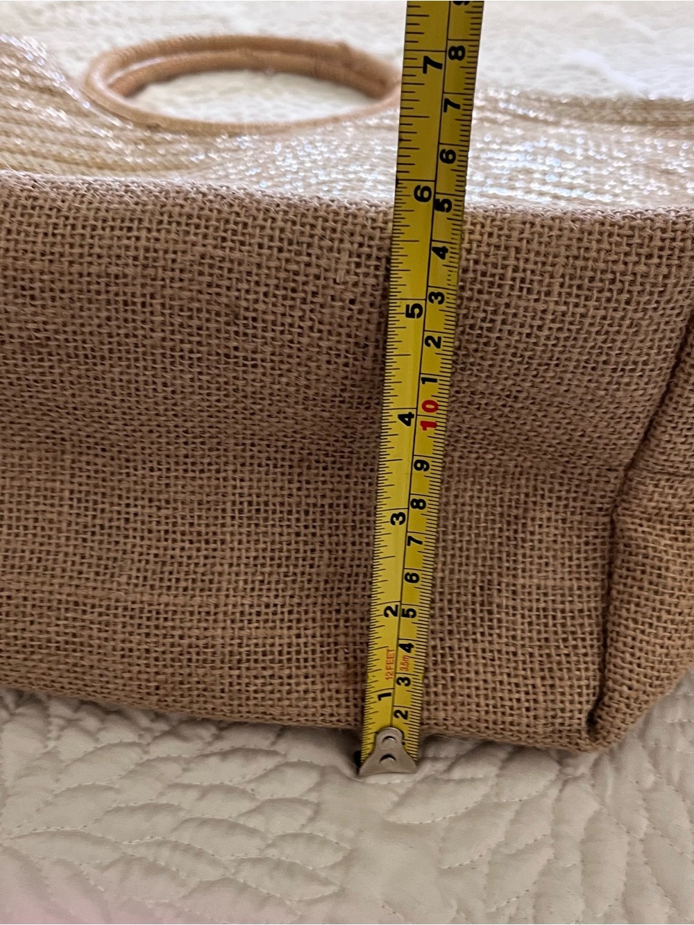 Neutral Woven Circle-Handle Tote Bag - Picture 10 of 13